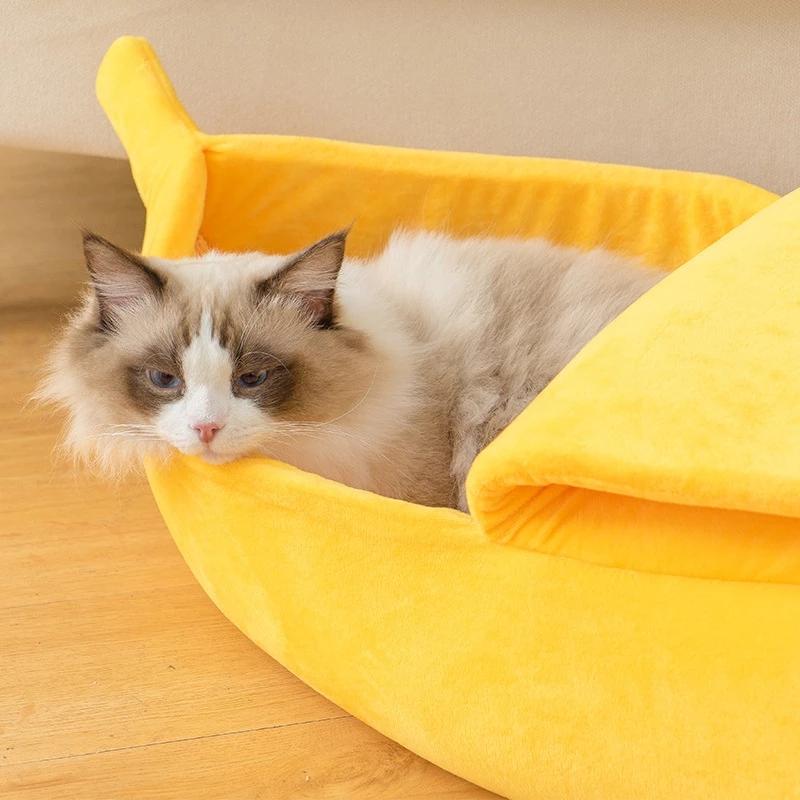 Cat Bed Banana Pet House Cave Cute Cozy Sleeping Bed for Cats Small Animals Durable Puppy Kennel Kitten Basket Cat Accessories
