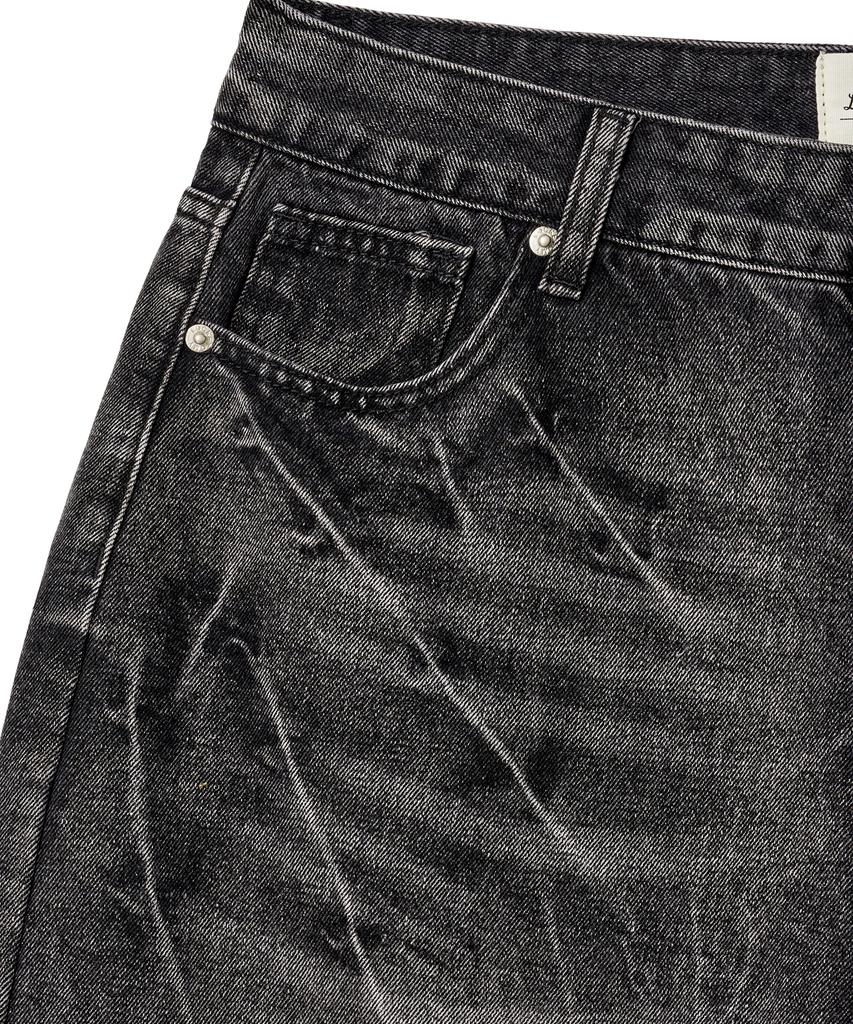 LXT Crease Washed Bermuda Denim Pants [Black Indigo]
