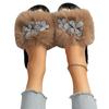 Autumn and winter new long-haired dopamine color bright diamond texture flower large size fluffy slippers