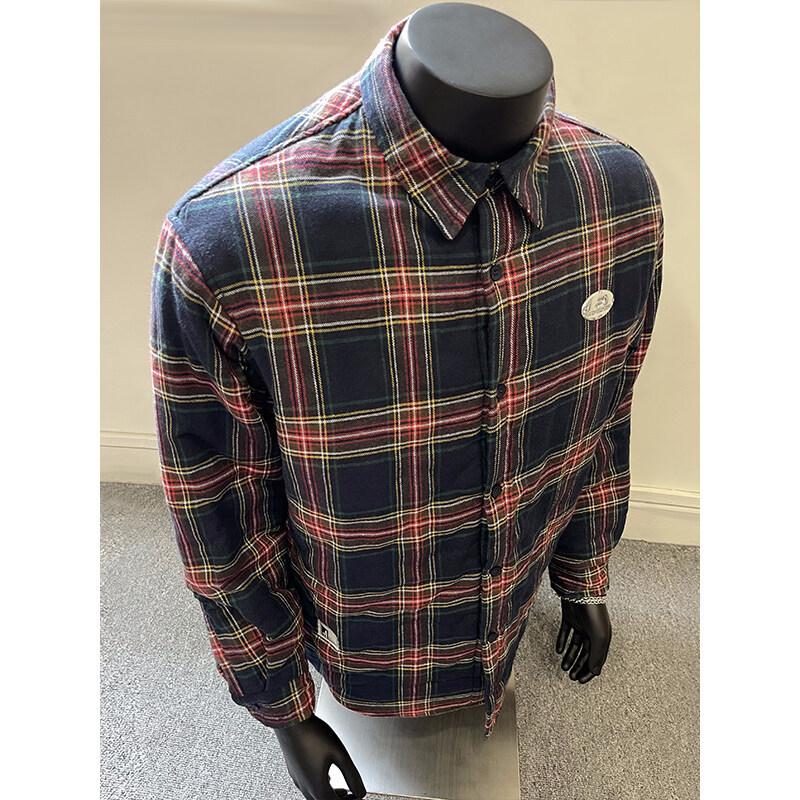 

Мужская рубашка с длинным рукавом из утолщенного хлопка, хлопковая куртка в стиле ретро, молодежная, с лацканами, теплая хлопковая куртка в клетку 2XL