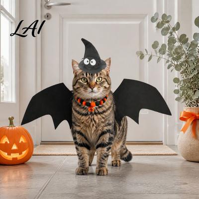 Funny Dog And Cat Costumes Halloween Costume Pet Bat Wings Witch Hat Felt Small Costume Accessories Festive Apparel for Cats Dogs Holiday Parties,