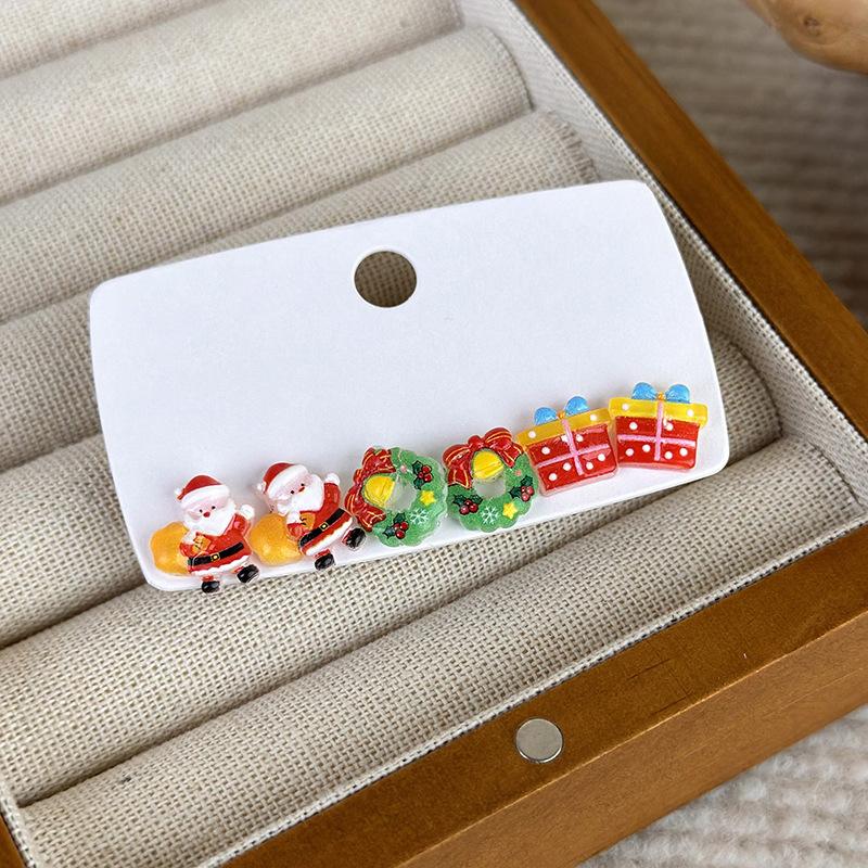 

Осенние и зимние рождественские серьги из 6 штук, женские новые уникальные нишевые серьги с елочным дизайном