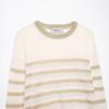 European and American style, new women's clothing, fashionable, versatile, casual metal-colored thread-woven striped knitted sweater