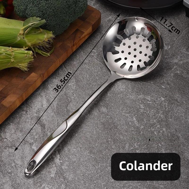 Non-Magnetic S-Shaped Stainless Steel Handle Kitchen Utensils Set Six Pieces Hollow Handle Wok Spatula Mermaid Porridge Spoon