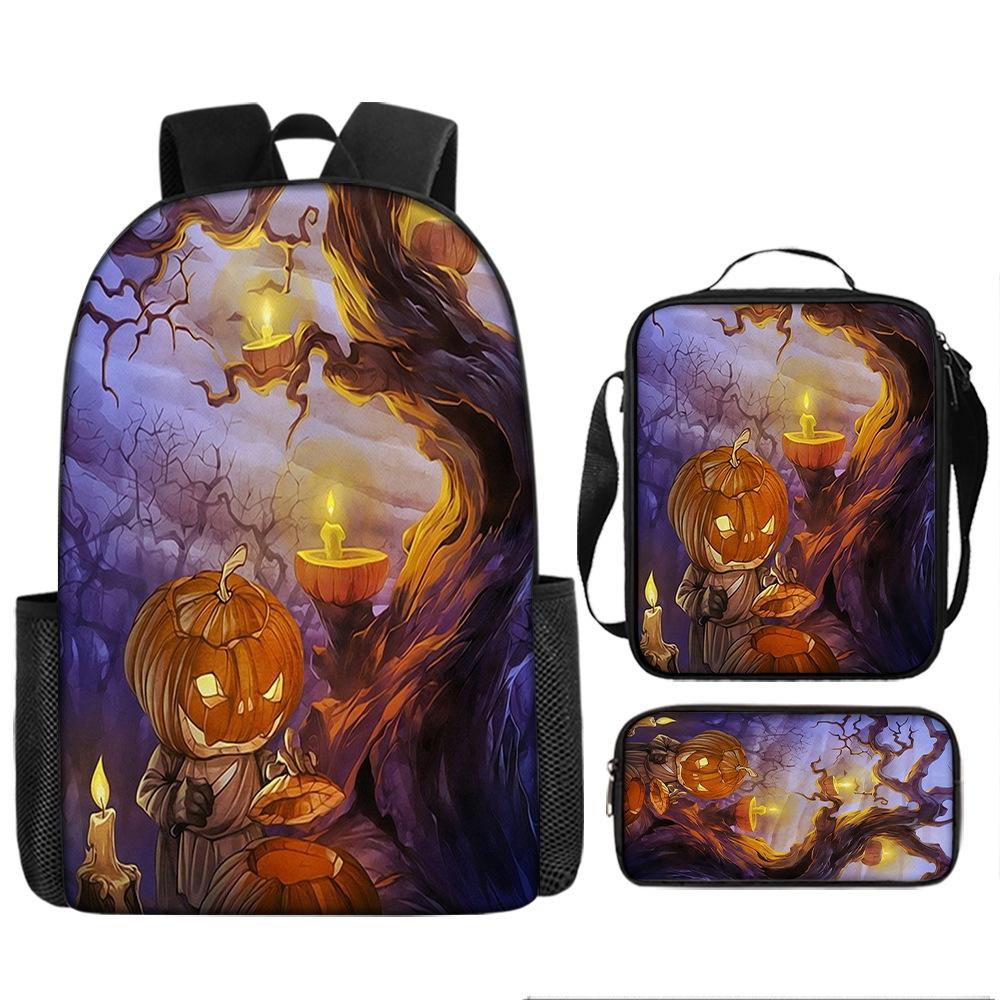 School Bag New Christmas Halloween Cartoon Animation Children Boys and Students Lightweight Burden Reduction Large Capacity Backpack