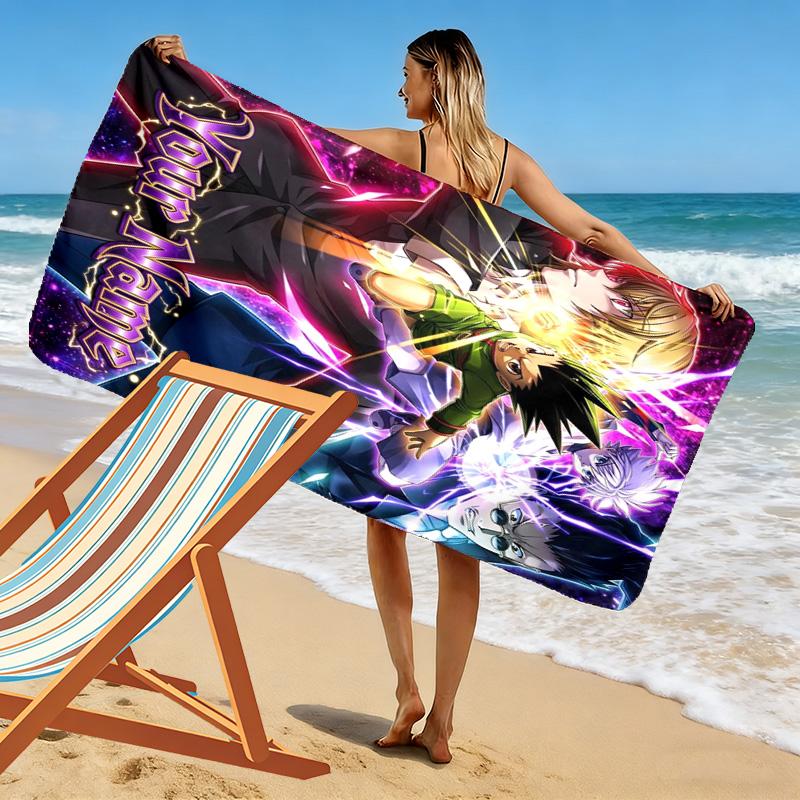 Name Custom Anime Hunter x Hunter Print Beach Towel, Large Soft Quick Dry Towel for Beach Camping Swimming