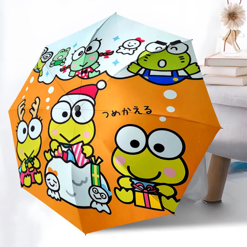 1pc Keroro Gunso Frog Family Christmas Holiday Gift Set - Automatic Opening Umbrella with Foldable Design, Iron Frame, Outdoor Use, Suitable for Fans,