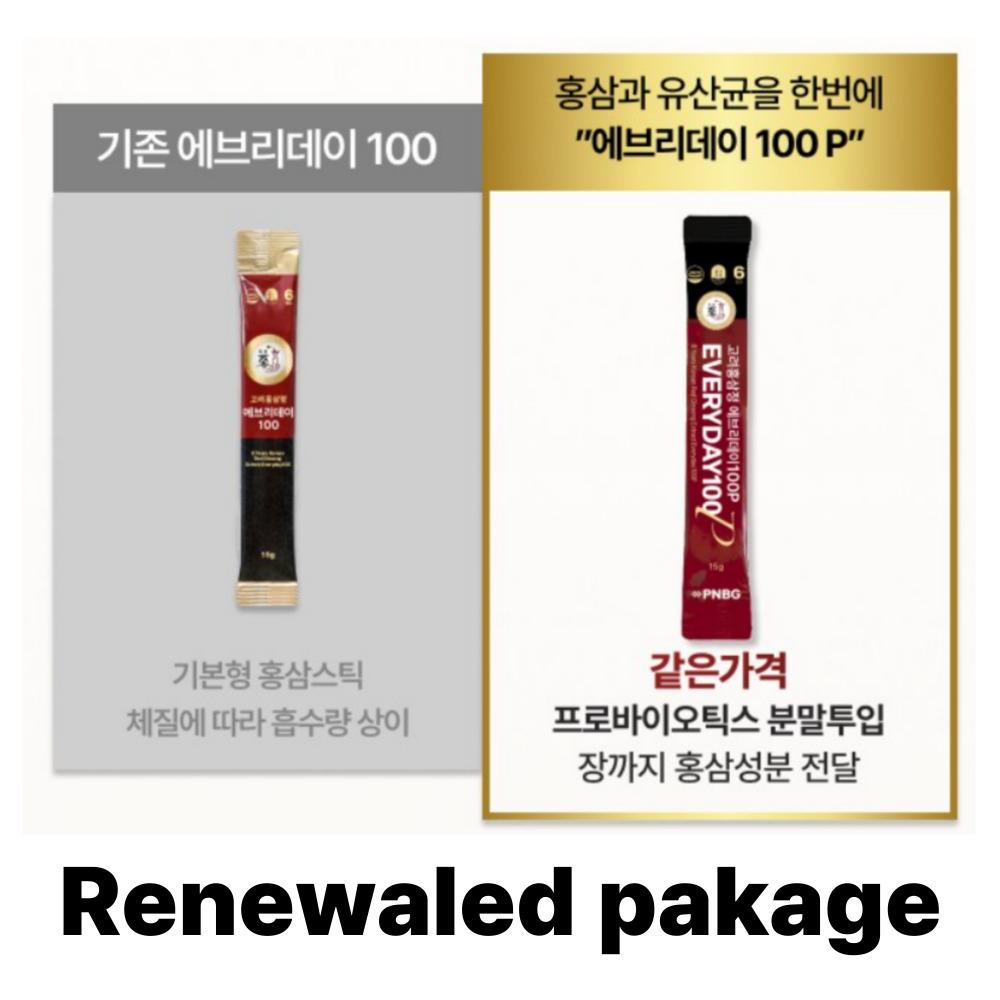Goryeo Red Ginseng Everyday 100 de 6 anos / Red Ginseng Stick 15 gx 100 sticks