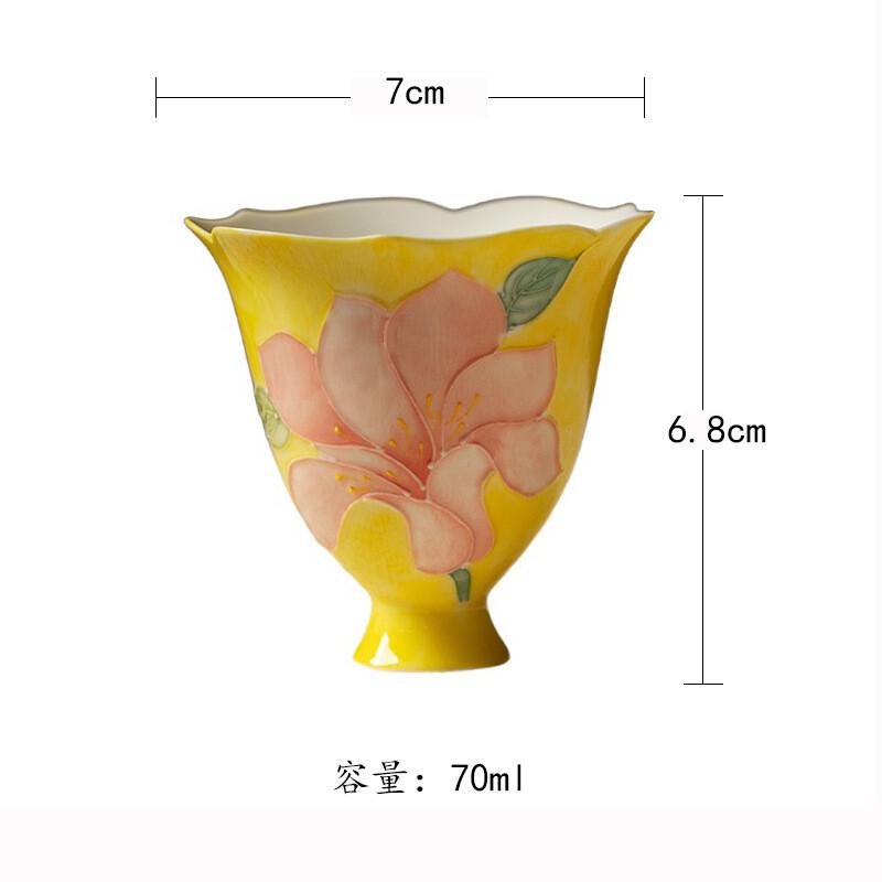 

70ml Hand-painted Lily Teacup Zen Tea Bowl Cup For Tea Tea-tasting Personal Cup Chazhan Master Cups Teaset Supplies Collection As Your Choose