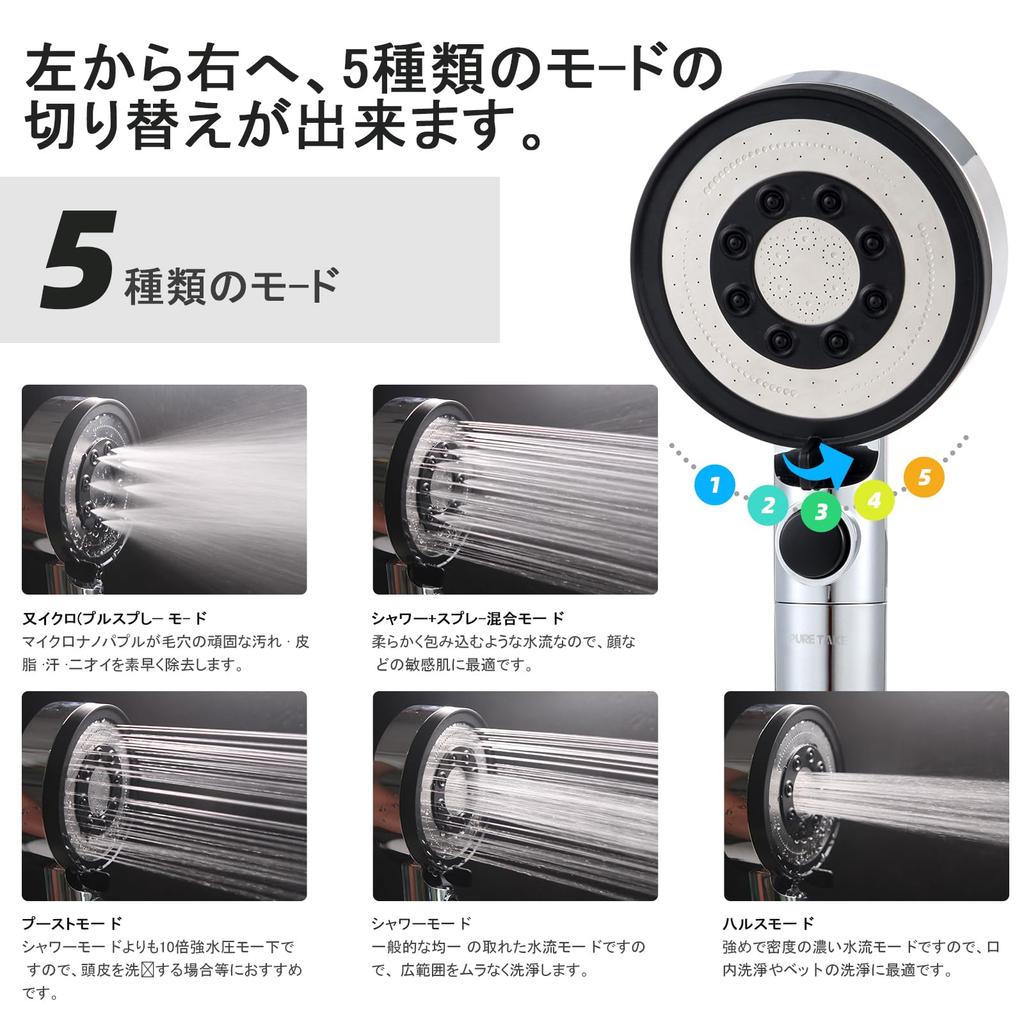 Pure Take Bubble Shower Head Water Outlet NSF Made in Chlorine Removal Chlorine Removal Shower High Water Water Water 5 Adapters Included Micro-Nano