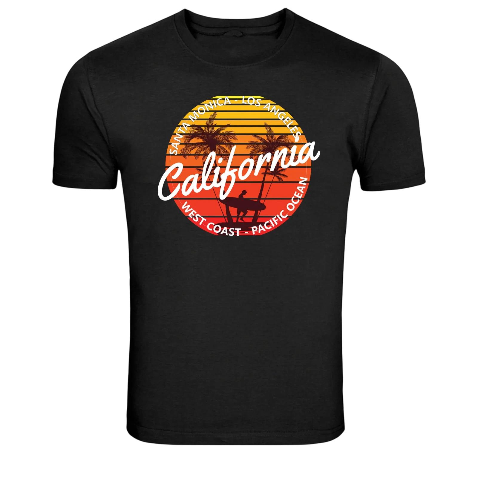 California Santa Monica Los Angeles West Coast Surf Graphic T-Shirt XL