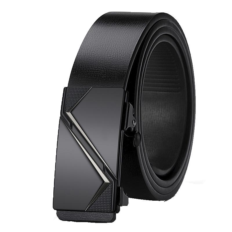Belt for Men's Casual In-wearing Toothless Automatic Buckle Belt Simple Youth Business Cowhide Belt