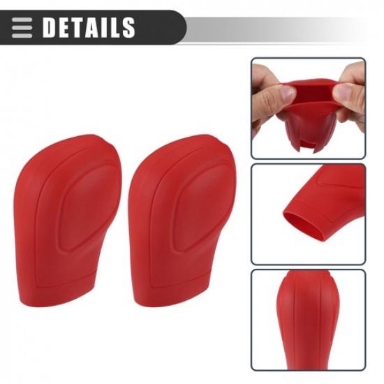 TWO Car Gear Shift Knob Cover Handbrake Shifter Cover Silicone Red Universal