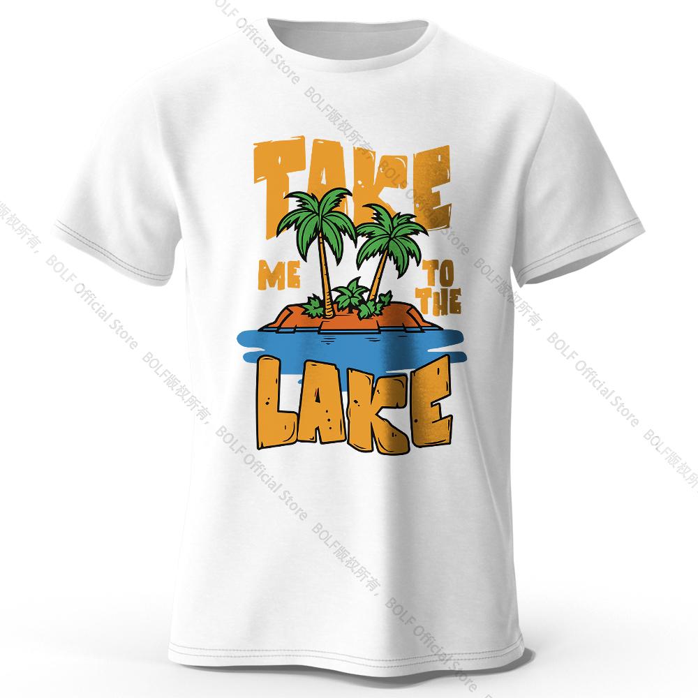 Take Me To The Lake Printed T-Shirt 100% Cotton Oversized Nature Graphic Tees for Men Women Summer Tops Lakeside Streetwear