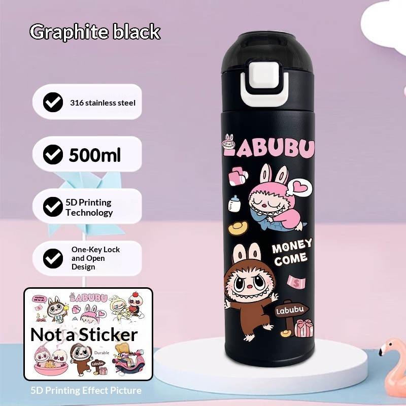 

Термос Студенческий Милый 316 Большой Вместимости Кружка для Питья Прямо из Горла Портативная Нержавеющая Сталь Детская Чашка для Воды 500ml