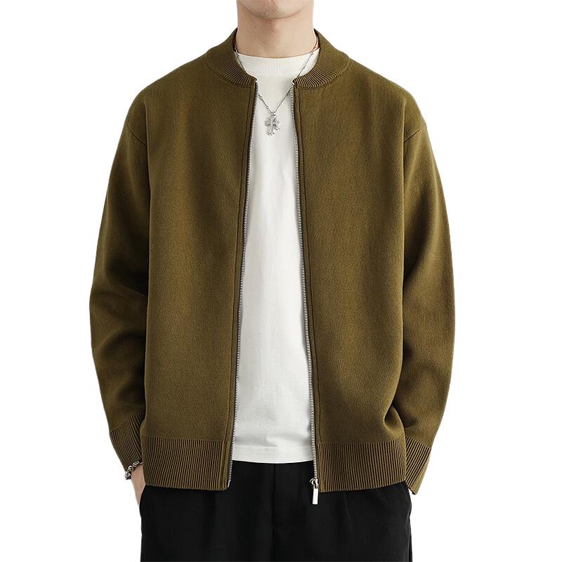 ROMON Men's Autumn Knitted Baseball Collar Cardigan Jacket
