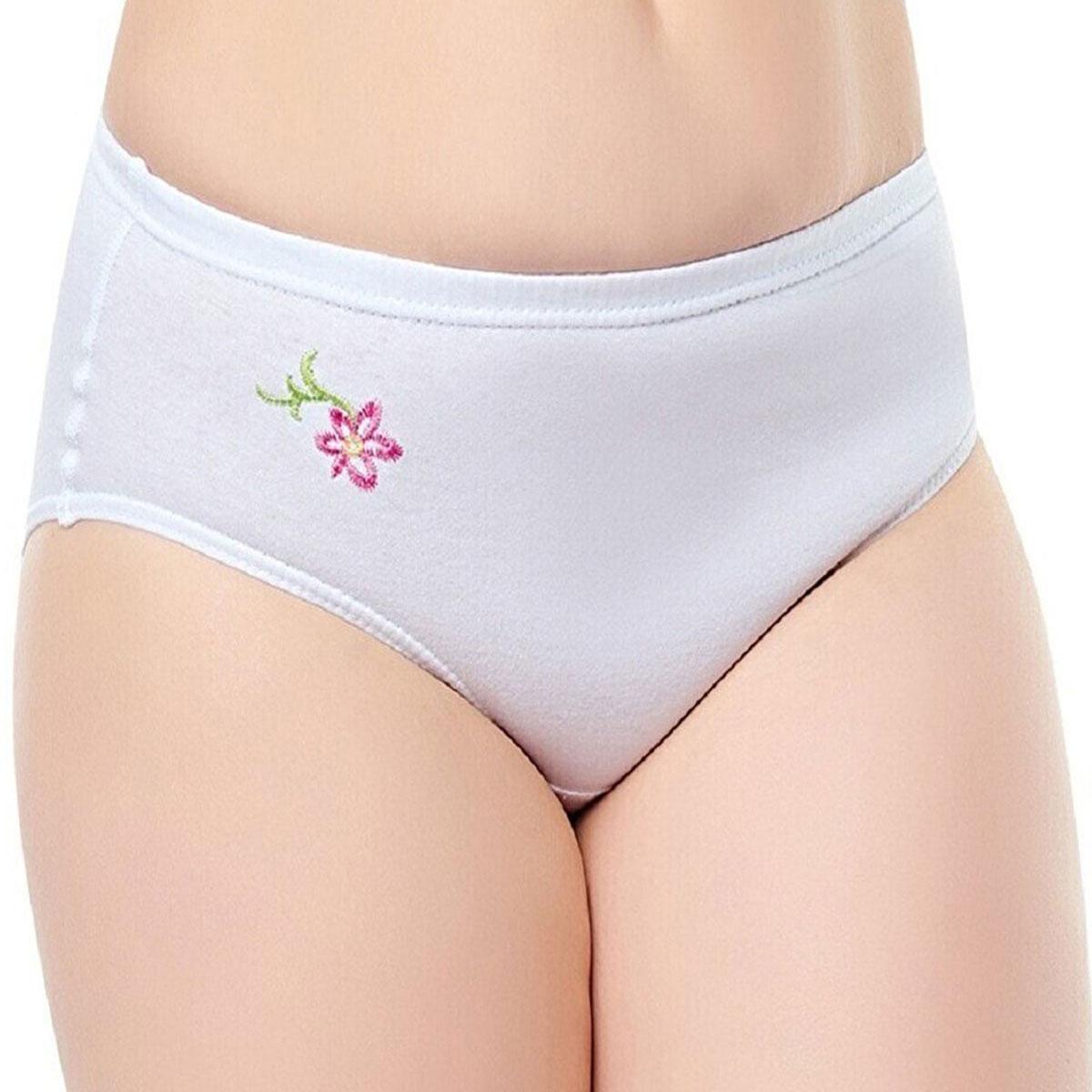 

6 Seher Женские трусики с высокой талией и вышивкой из хлопка Bato Slip L белый