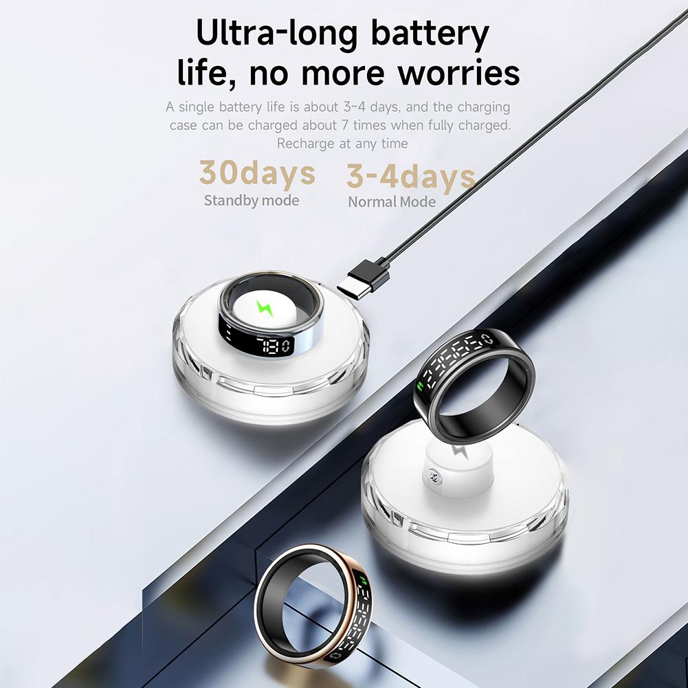 SY01 LED Display Screen Smart Ring Waterproof Connected Ring Oxygen Sleep Monitoring Health Tracker Multi Sport Modes Smart Ring