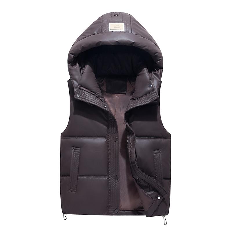 

Молодежный осенне-зимний водонепроницаемый жилет с капюшоном, однотонная повседневная куртка без рукавов XS кофейный