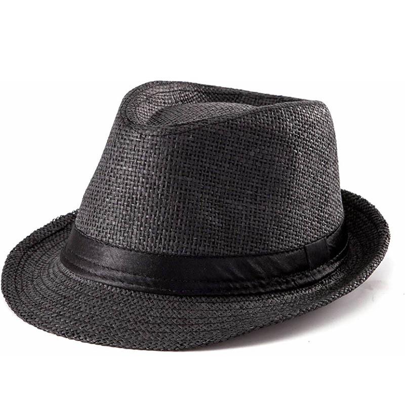 Vintage Curled Edge Gentleman Straw Hat Men's Ladies Outdoor Beach Sun Hat Summer Top Hat British Jazz Hat