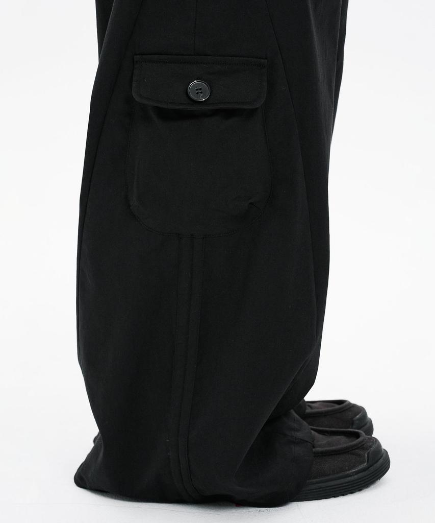 Hanahi Side Shirring Pocket Wide Pants Black