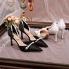 Fashion New Summer Women'S Sandals With Slender Heels, Pointed Heads Champagne-Colored Silk Fashionable Korean Style Autumn Backheel Hig