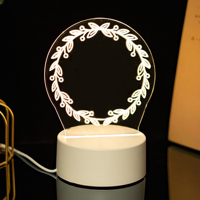 3D Acrylic LED Handwriting Tablet Night Light with Erasable Glow Message Board