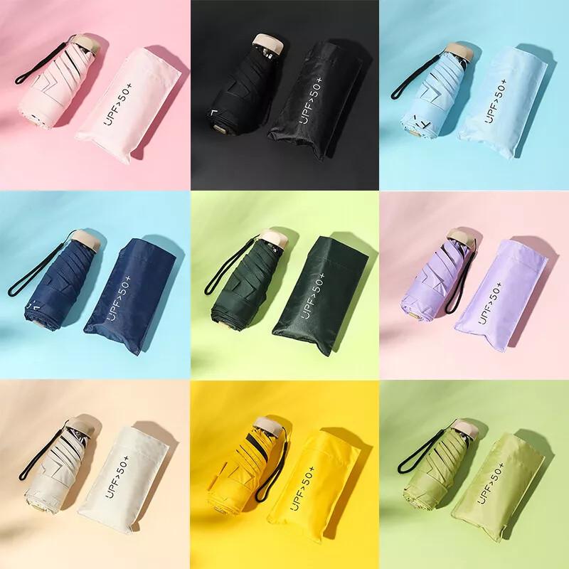 Mini Compact Pocket Umbrella Sun Anti Uv 5 Fold Rain Windproof Portable Travel