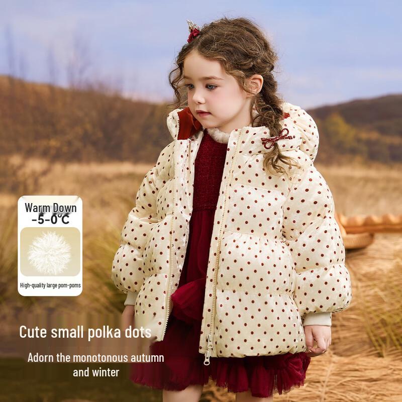 ASK JUNIOR Girls Polka Dot Duck Down Winter Jacket 90