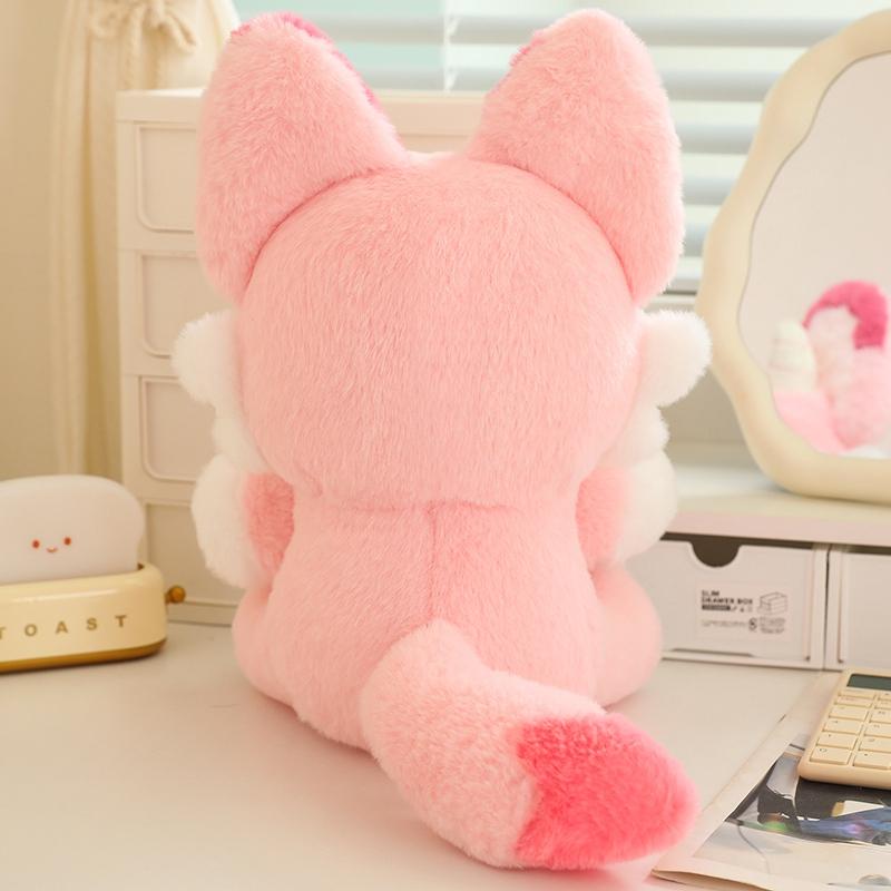 Myth Fairy Fox Plush Toy Stuffed Dragon Horn Pink Foxes Plushie for Kids Birthday Gift for Girl Hug Cushion Throw Pillow