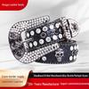 Cross Fashion Skull Rivet Leather Belt for Men & Girls - High-End Punk Style