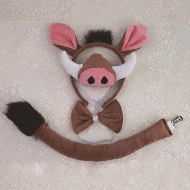 Pig Costume Set Pig Ears Tail Bowtie Tutus Animal Fancy Costume Kit Accessories