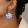 Season Winter Artistic Acrylic Earrings With Crystal Clear Snowflake And Leaf Patterns Women For