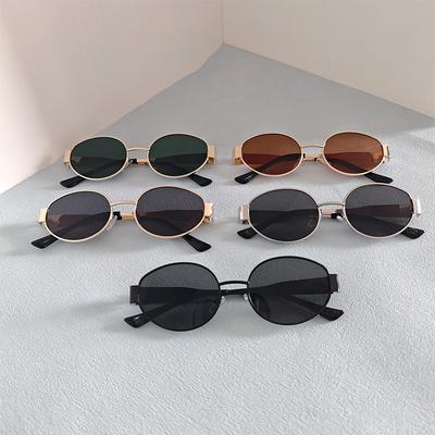 5 Pieces/Set Of Sunglasses Fashion Men Women Vintage Oval Metal Sun Glasses Trendy Outdoor Photography Accessory Eyeglasses