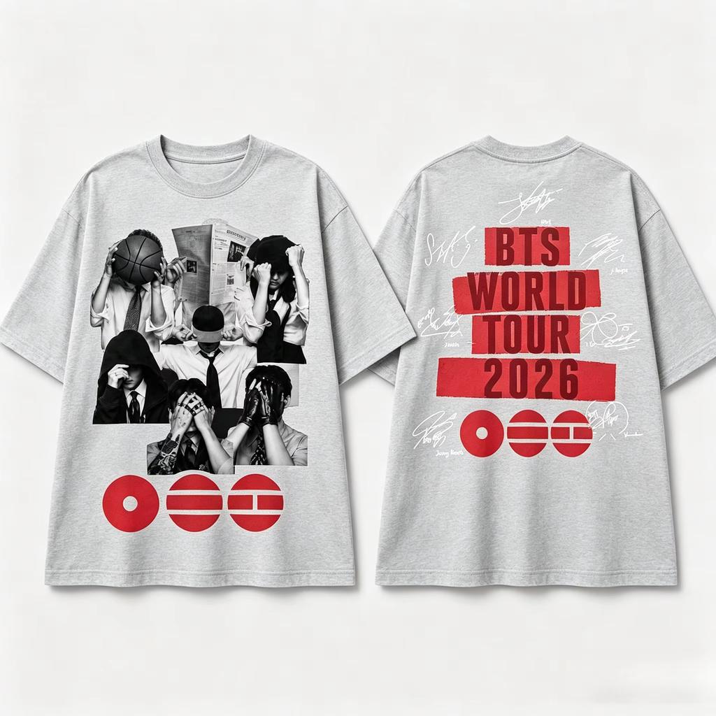 Summer Hot Sale BTS Member Signature Graphics K-wave T-shirt Y2K Men Women Gothic Cotton Oversized T-shirts Oversized Cut for Unrestricted Comfy Wear