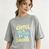 Coffee Lover Unisex 100 Cotton Tshirt Vintage Print Two Iced Coffee Cups Sunshine Quote Retro Letter Casual Tees