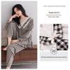 Women's Plaid Lycra Cotton Pajamas Long Sleeve High-End Set, Autumn/Winter