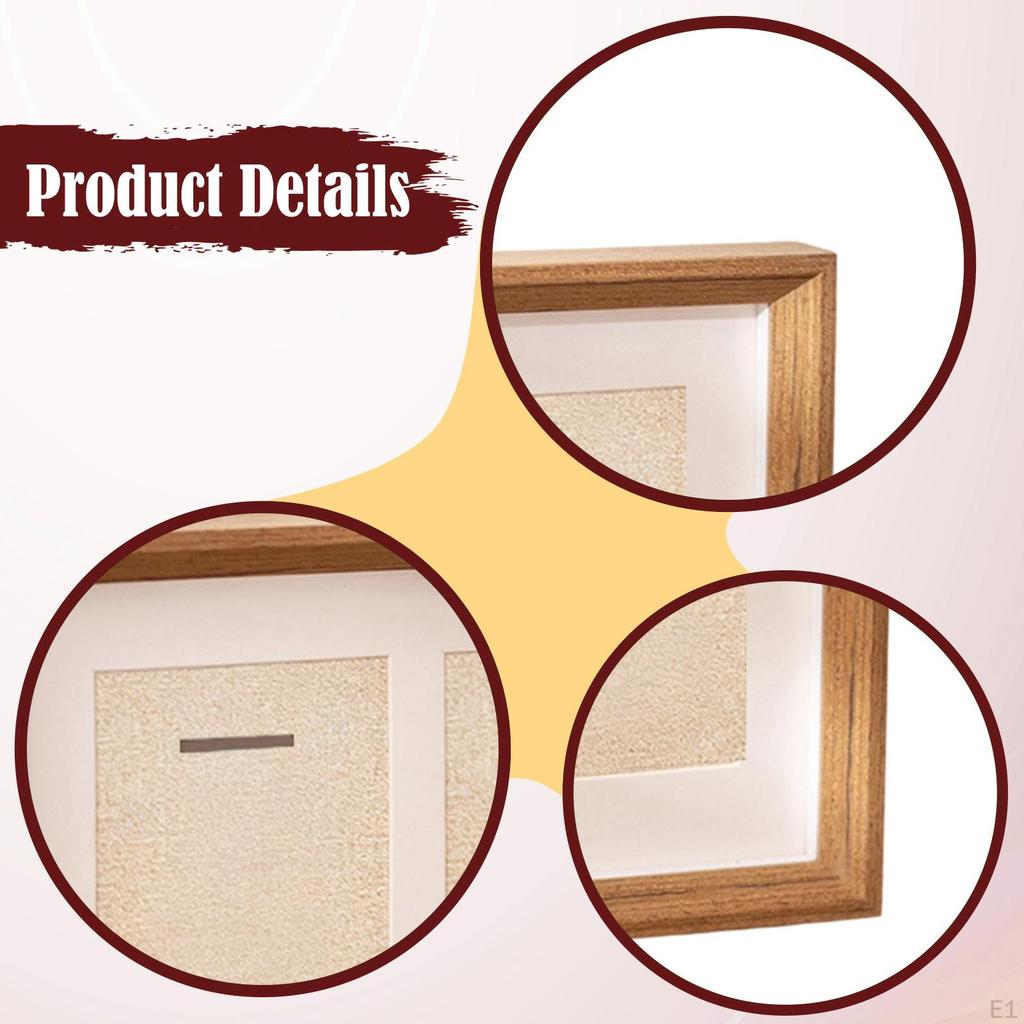 Double Medals Display Case Box Gifts Tabletop Decor Collectible Photo Frame Wood for Patches Runners