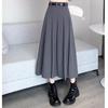 Women Vintage Solid Color JK Long Skirts Girls Elegant Comfortable Leisure Dress Female Sweet A-Line Zipper Pleated Skirts