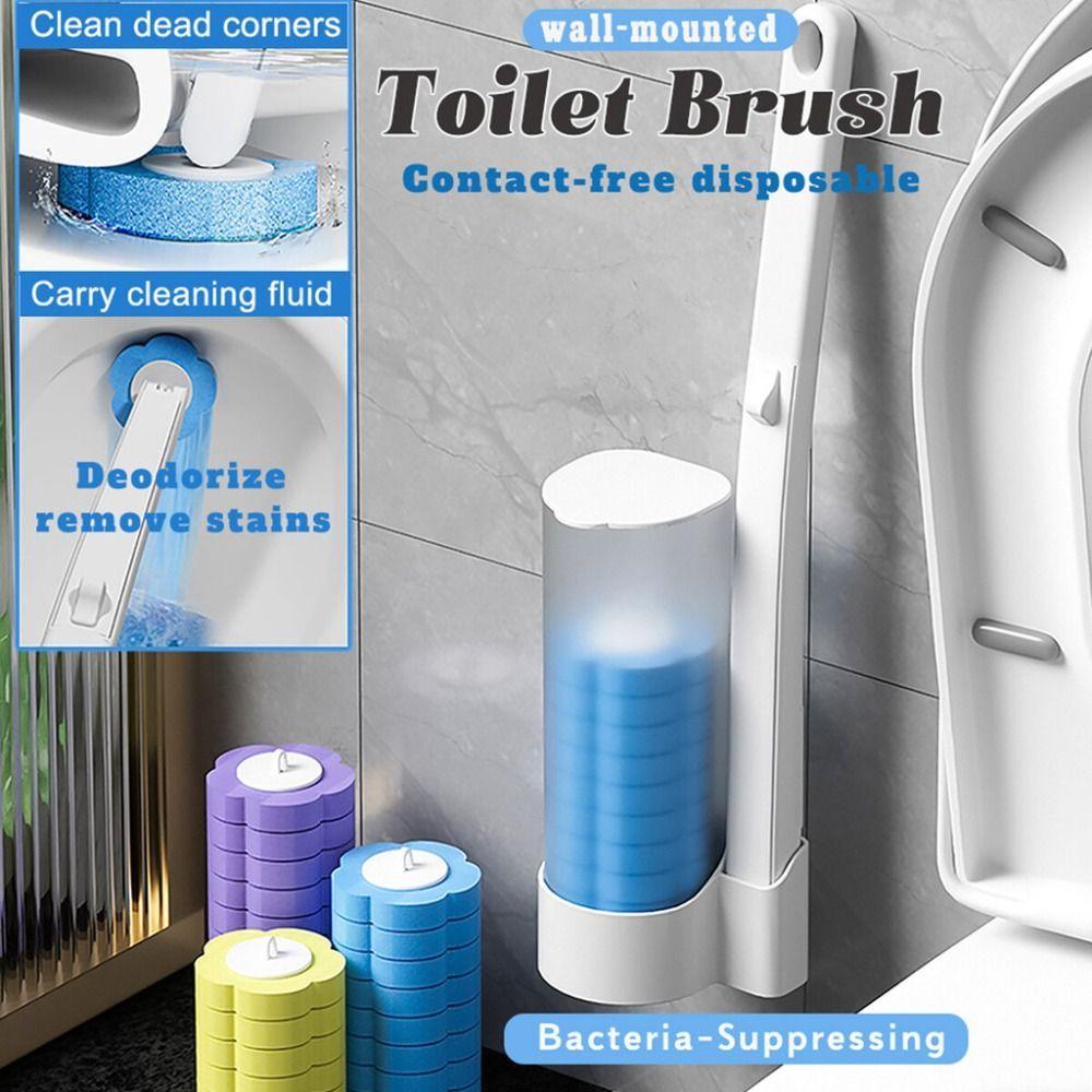 6Pcs Wall-mounted Disposable Toilet Brush Home Bathroom Cleaning Accessories