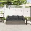 VidaXL Canapé de jardin avec coussins 3 places gris résine tressée, canapé d'extérieur, meuble de jardin, meuble de patio, 4104174