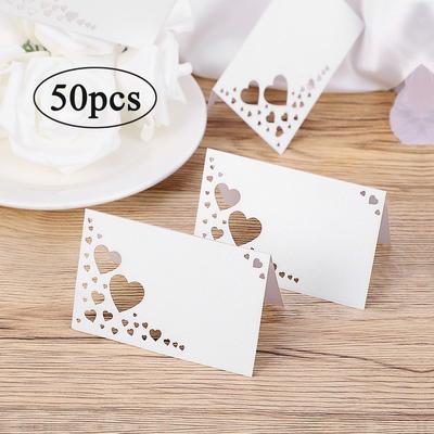 Paper White Elegant Table Card Heart Hollowed Table Namecard Table Cards Place Cards Wedding Guests Banquet Party Favors
