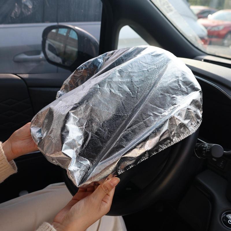 Car Steering Wheel Sun Block Silver Coated Cloth Sun Shade Cover Auto Steering Wheel Sheath Sunscreen Insulation Accessories