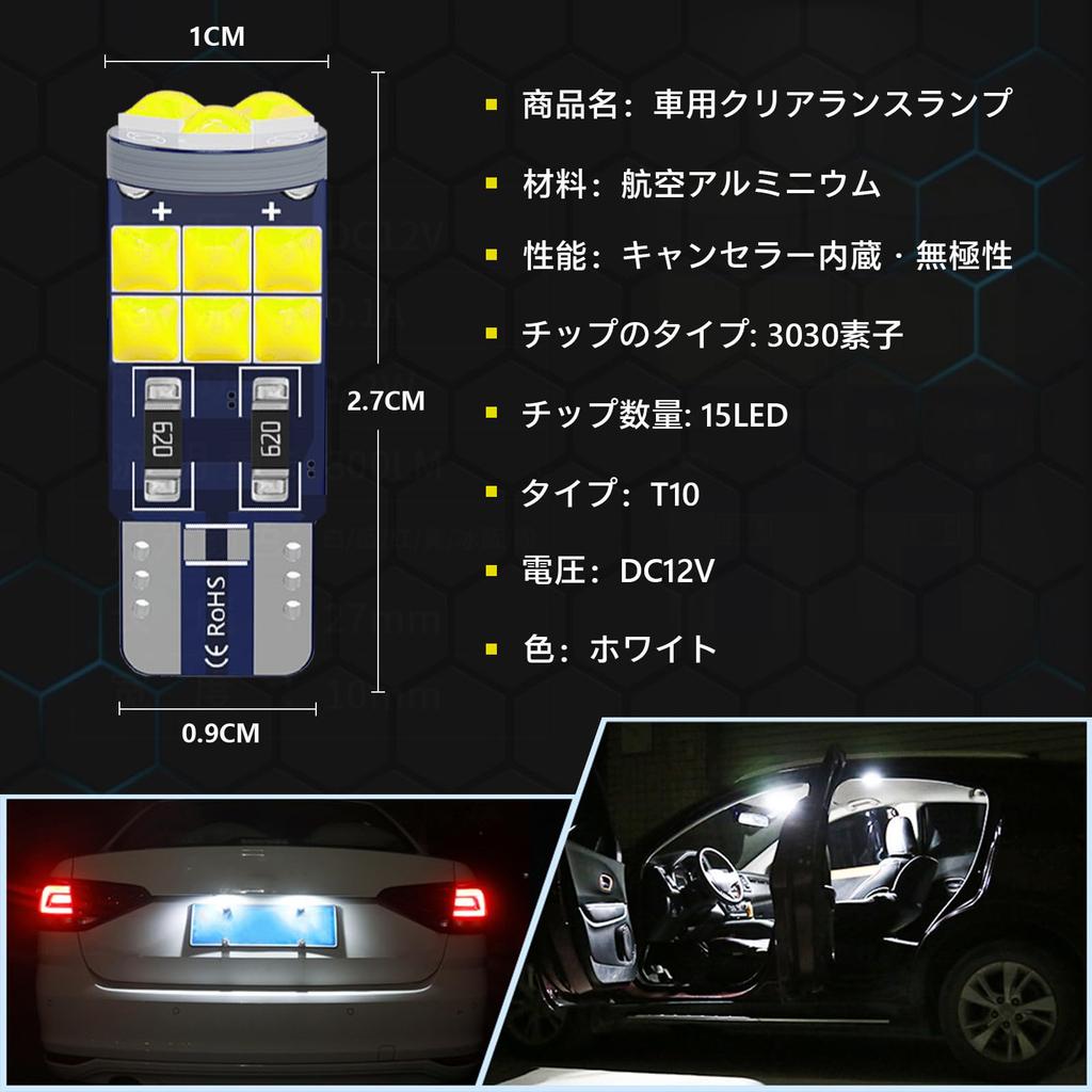 GZRUICA T10 LED Bulb Position Lamp, License Plate Light, Room Lamp, Explosive Light, Non-Polarity,