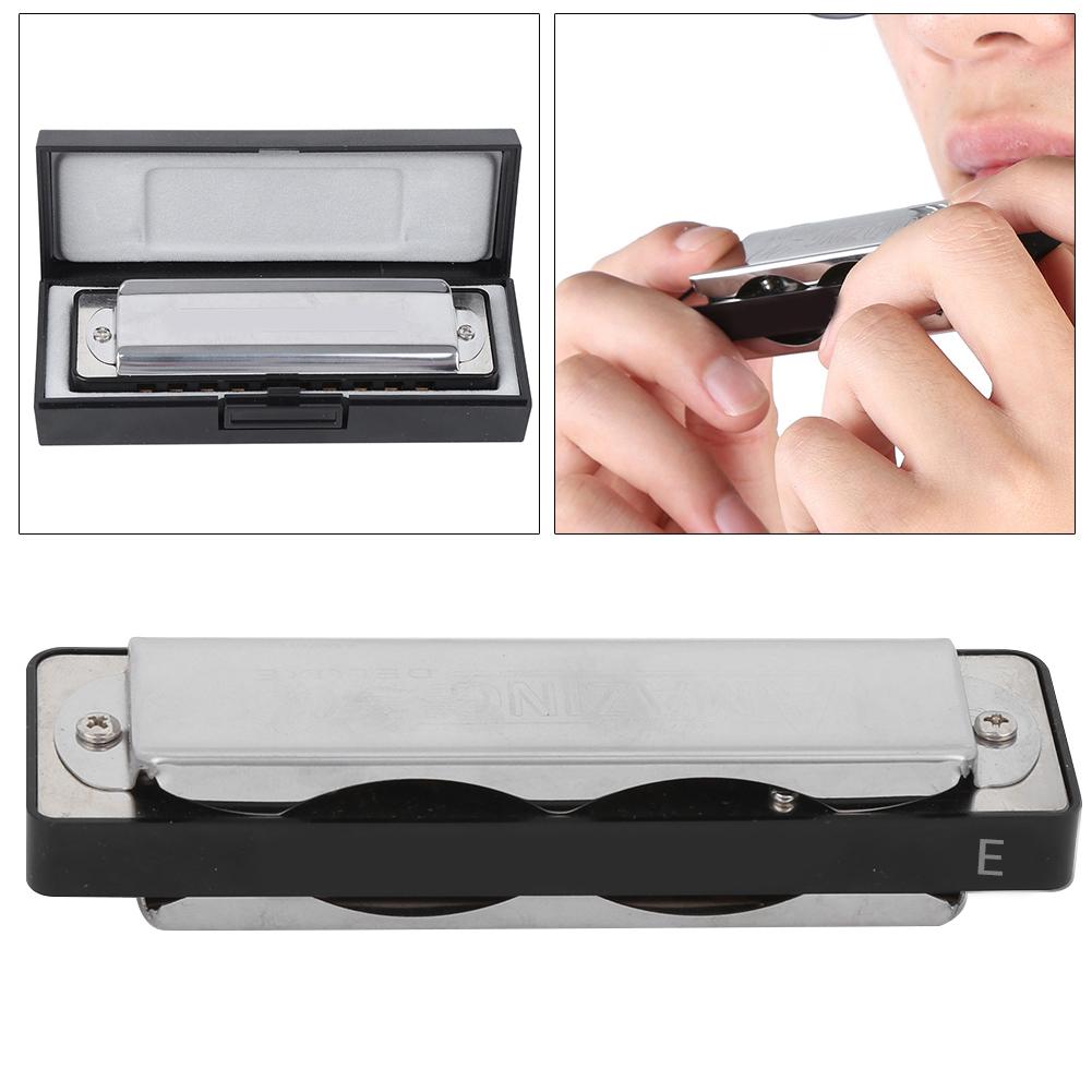Blues Harmonica 10‑Hole Mouthorgan E Key 1.0mm Brass Base Beginner Wind Instrument