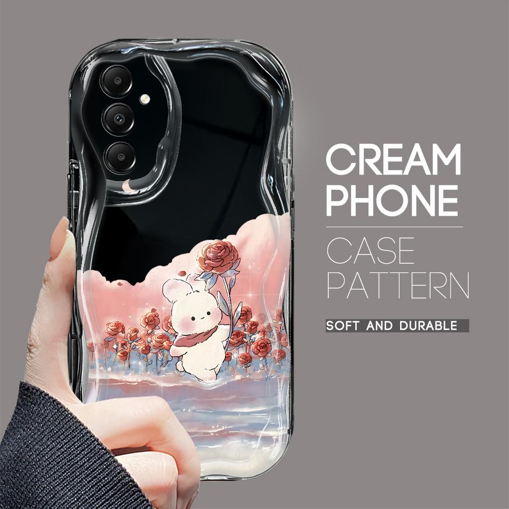 Funda de silicona suave con borde ondulado y textura de crema con bonito patrón de dibujos animados para Samsung