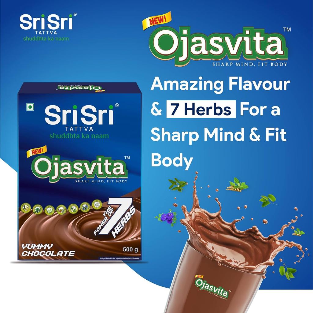Sri Sri Tattva Ojasvita Çikolatalı Toz 500 G | Enerji, Bağışıklık ve Beyin Gelişimi İçin Çocuk Beslenme İçeceği
