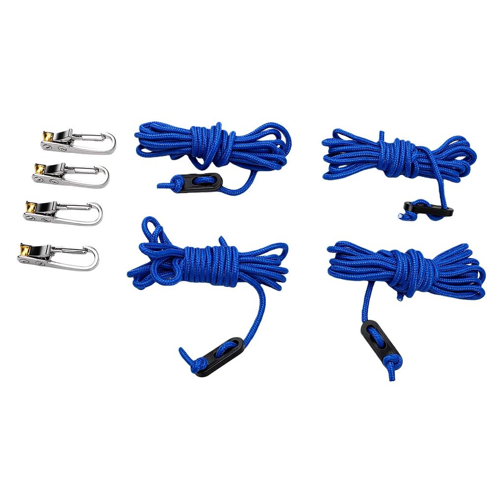 4pcs Rope Tightening Tools Rope Tensioner with Locking Buckle Blue Cord Carry Bag Paracord Adjusters for Outdoor