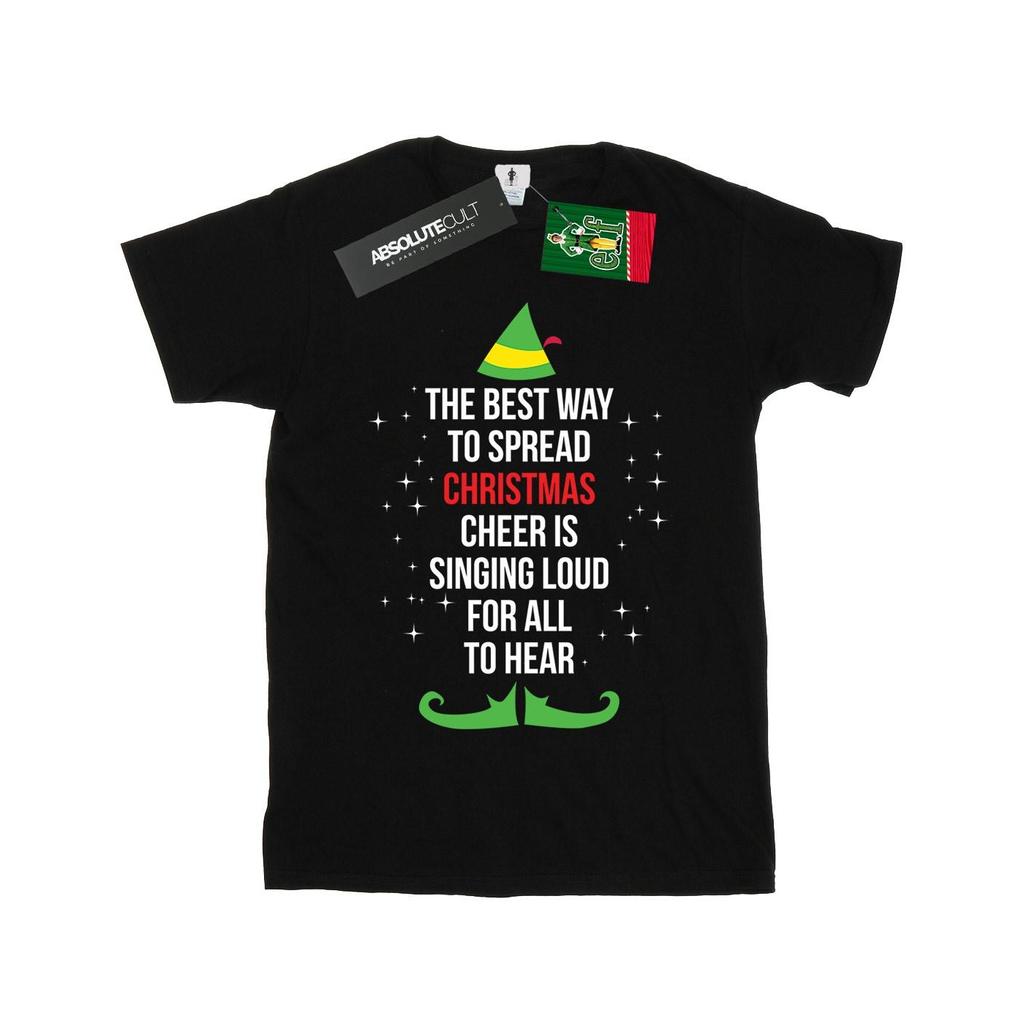 Elf Womens/Ladies Christmas Cheer Text Cotton Boyfriend T-Shirt