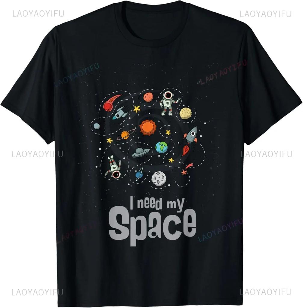 I Need Space Night Sky Funny Astronomy Science Galaxy Stars T-Shirt Streetwear Graphic T Shirts Men Clothing Tops Camisetas